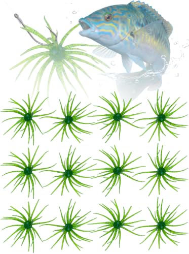 Sea Urchin Bait, Tentacle Coike Creature Bait, Dice Fishing Soft Lures, Durable Floating Finesse Baits for Bass Pike Trout, Drop Shot Wacky Rig Neko Rig, Size 2.56" & 4.13" - color: 12-Green, size: 2.56-INCH