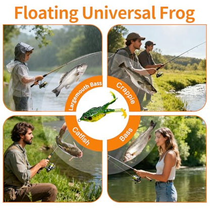 Keenjorika Soft Frog Fishing Lures 3 Pack, Topwater Floating Weedless Frog Baits with Rotating Kicking Legs, Lifelike Soft Swimbaits for Bass, Trout, Snakehead Fishing, Freshwater & Saltwater - color: 2/4/10