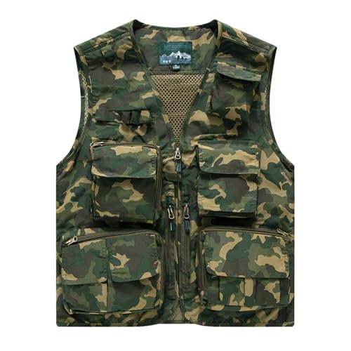 Men's & Youth Outdoor Fishing Vest,Khaki Camo Work Safari Travel Photography Vests,Family Matching Hiking Waistcoat,XL(US XS)