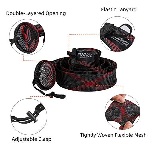 RUNCL Fishing Rod Sleeves & Reel Bags, Spinning/Casting Rod Socks & Spinning/Baitcasting Reel Covers - Protection Solution, Space Saver, Perfect Storage - Fishing Pole Sleeves & Reel Pouch (2 Pack) - color: Spinning Rod Sleeves*2pcs,(Red & Black)