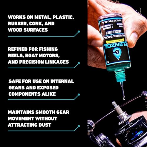 CLENZOIL Marine & Tackle - Fishing Gear Oil Lubricant - for Fish Care Reels, Boat Motors, Downriggers & More - Easily Oils Applicator - size: 2 x 1 oz Needle Oiler