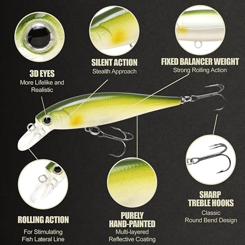 LUCKY CRAFT Pointer 78SP Fishing Lures, 3” Jerkbait Freshwater Bass & Trout Lures, Suspending 4ft–5ft Depth, Jerkbait with Walk-the-Dog Action, Precision Bass Fishing Gear and Accessories - color: 268 Pearl Ayu, size: PT65