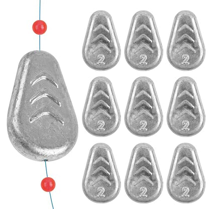 No Roll Sinker Fishing Weights Sinkers, Catfish Sinkers Flat Inline Sinkers Weights No Snag Slip Sinkers Saltwater Surf Fishing Weights Gear Tackle Fishing Weights Sinkers for Catfishing Rigs - style: 2oz-10pcs