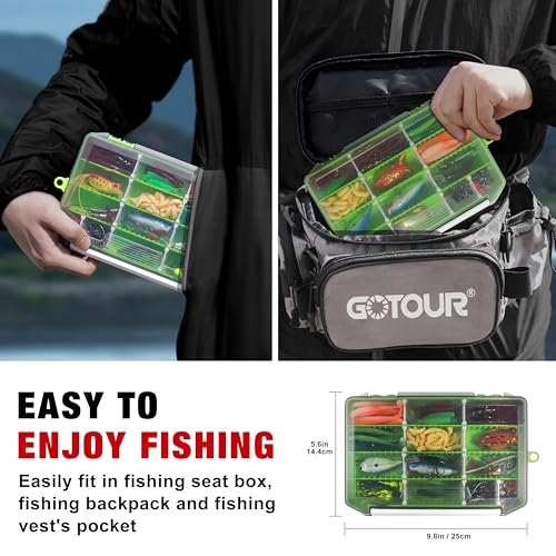 GOTOUR 128/209/240/265pcs Fishing Lures Kit with Tackle Box, All-in-1 Fishing Accessories Gear Set with Soft Lure, Minnow, Crankbait, Hooks, Sinkers, and Terminal Tackle Kit, Fishing Gifts for Men - color: B-240 pcs Pro Lures kit