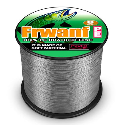 Braided Fishing Line 8 Strands of Super Strong PE Fishing line Extreme Power Fishing Braided line is Used for Saltwater and Freshwater Fishing - color: gray, size: 6LB 0.10MM-328Yds
