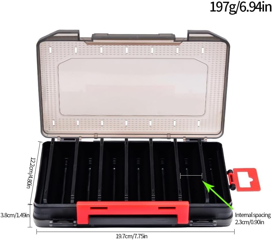 Double Sided Tackle Fishing Tackle Box Lure Waterproof Compartments Hook Storage Case (Red) - color: Red