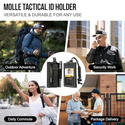 OneTigris Tactical ID Card Holder Hook & Loop Patch Badge Holder Neck Lanyard Key Ring and Credit Card Organizer (Shadow Gray-500D Codura) - color: Grey