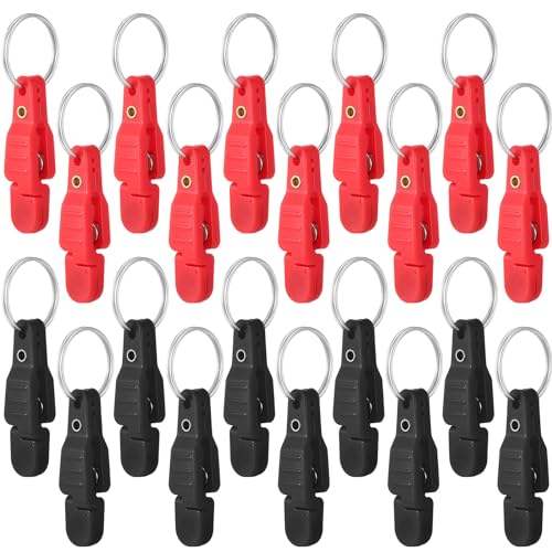 Honoson 20 Pieces Heavy Tension Snap Release Clips Padded Trolling Clips with Key Ring for Weight Planer Board Offshore Kites Downrigger Fishing - color: Black, Red