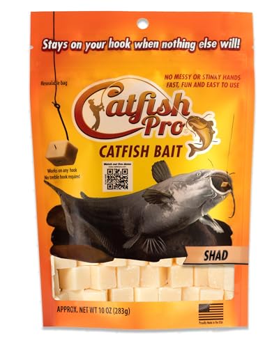 Catfish Pro Catfish Bait - 10oz Bag with 80pcs | Irresistible Scent for Catfish | Mess-Free, Stays On Your Hook When Nothing Else Will | Great for Rod, Reel, Trotline, Jugs & Yoyos Fishing - color: Shad