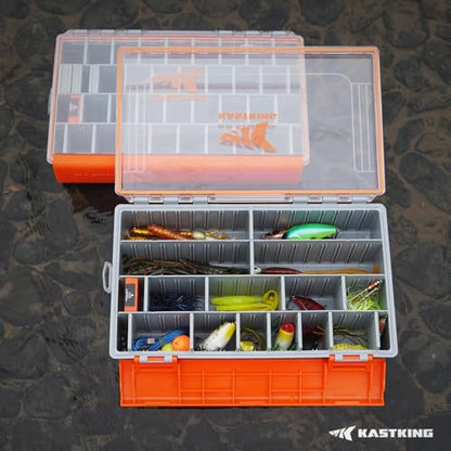 KastKing HyperSeal Waterproof Tackle Box, 3700 Deep Tackle Trays, Fishing Tackle Box Organizer With Removable Dividers, Fishing Gear & Fishing Accessories Storage, 2 Packs - size: 3700 Deep(2 Packs with compartment)