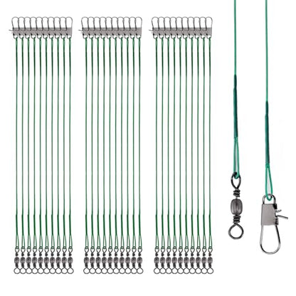 Fishing Leaders, 30pcs Stainless Steel Leader Wire Fishing Leader Line with Swivel Snaps Fishing Wire Leaders Connecting Fishing Tackle Lure or Hook for Saltwater and Freshwater - size: 7.87 inch
