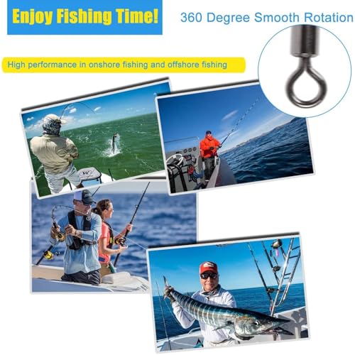 250pcs Fishing Swivel Rolling Barrel Swivel Stainless Steel Swivels Corrosion Resistance Black Nickle Connector for Freshwater Saltwater Fishing Tackle #2#4#6#8#10 - size: #2/0-165LB-50PCS