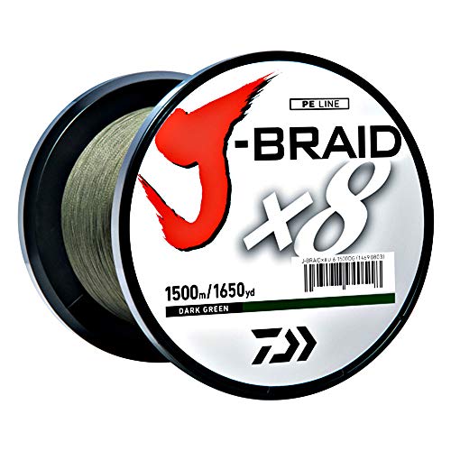 Daiwa J-Braid 300M 8-Strand Woven Round Braid Line - color: DARK GREEN, size: 50 lb