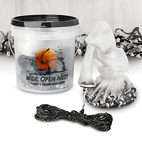 Hand Cast Net - Casting Nets for Fishing - Premium Fish Traps for Large Minnow Bait - Bait Net for Lakes, Rivers, Ocean, Salt & Freshwater, 1lbs/Ft - color: 12ft - 12lbs, size: 1/4" sq