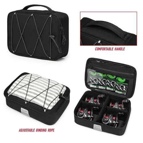 Fishing Tackle Bag, Detachable Fishing Reels Storage Pouch, Fishing Gear Organizer, Adjustable Shoulder Strap Fishing Bags for Saltwater & Freshwater - color: Black
