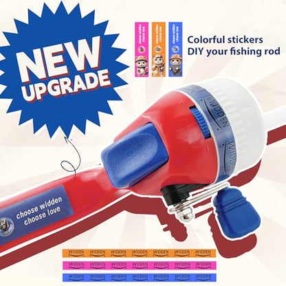 Kids Fishing Pole, Telescopic Fishing Rod, Toddler Collapsible Fishing Rod and Reel Combo with Tackle Box, Fishing Line, Bobber, and Soft Lures for Boy, Girl, Youth, Beginner, Over 4 Years Old - color: red+blue