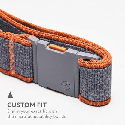 Arcade Belts A2 Unisex Adventure Belt: Heavy Duty Stretch, Metal Free Buckle - color: Carto - Charcoal/Saddle, size: Standard (Up to 40"); 1.5" Wide