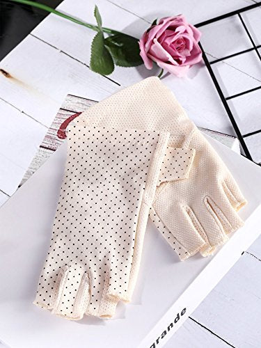 Maxdot Sun Gloves for Women UV Protection Fingerless Non Slip Sunscreen Driving Gloves for Summer Outdoor - style: Beige