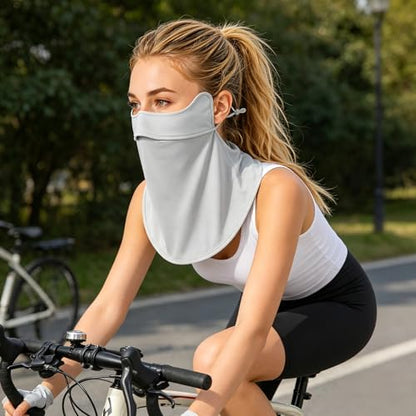 Face Cover for Sun Protection UPF 50+ UV Face Mask, UV Face Shield for Golf, Hiking Fishing & Outdoors Breathable - color: Light Grey-half