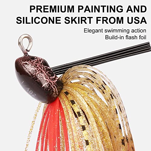 TRUSCEND Jigs Fishing Lures with Ultra Smooth Teflon Hook, Tour Grade Titanium Weed Guard Swim Jigs, Valuable Weedless Skirted Jig, Well-Made Lures for Crappie Bass Trout, Freshwater Fishing Gear - color: C-1/4oz