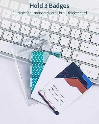 Pawfly 50 Pack Vertical ID Card Badge Holder Waterproof Clear Card Sleeve Case Cover Heavy Duty Card Protector Pouch with Resealable Zip for Proximity Key Card Driver’s License and Credit Card - style: 50 Pcs (Vertical)