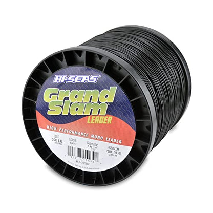 HI-SEAS Grand Slam Monofilament Fishing Leader - Superior Strong Clear Black, for Freshwater & Saltwater Big Game Bottom Fishing, Trolling - color: Black, style: 750 Yd, 300 Lb, .075 in / 1.90 Mm
