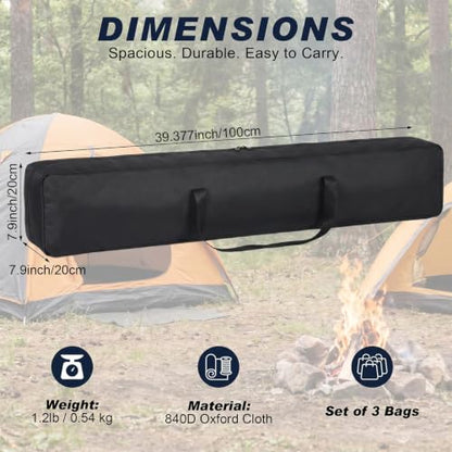 3 Pcs Tripod Carrying Case Bag Water Resistant Durable Lightweight Multifunctional Tripod Carrying Case with Heavy Duty Suit for Tent, Fishing Pole, Lights, Cameras(Black,39 x 8 x 8 in) - size: 39 x 8 x 8 in