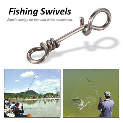 Zetiling Fastach Clips,Fishing Clip Fast Snaps Stainless Steel Fishing Swivel Snap Fishing Rolling Barrel Swivel Snap Swirl Connector Fishing Lures Leaders Accessories 50Pcs - color: 1#