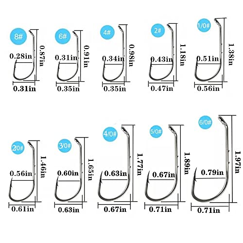 Baitholder Fishing Hooks 100pcs/ Pack Barbed Shank Down Eye Fishing Offset Hooks(8#-6/0) - size: 1/0-100PCS