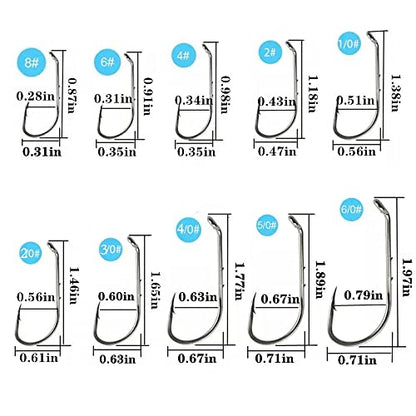Baitholder Fishing Hooks 100pcs/ Pack Barbed Shank Down Eye Fishing Offset Hooks(8#-6/0) - size: 4/0-100PCS