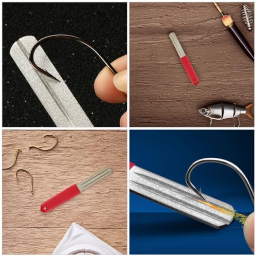 Kichvoe Portable Fishing Hook Sharpener Tool with Adamas Material, Fish Hook File Shape, Suitable for Sharpening Fishing Accessories, for Camping and Outdoor Activities
