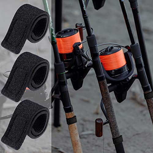 Fishing Rod Ties Fishing Rod Wrap Strap Fishing Pole Belt Stretchy Rod Holder Elastic Fishing Tackle Ties Casting Rod Strap (Black Color, 20 Pcs)