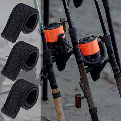 Fishing Rod Ties Fishing Rod Wrap Strap Fishing Pole Belt Stretchy Rod Holder Elastic Fishing Tackle Ties Casting Rod Strap (Black Color, 20 Pcs)