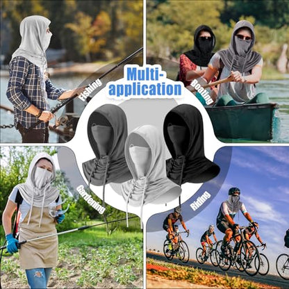 Frienda 6/9/12 Pcs Balaclava Ski Mask UV Protection Hood Breathable Full Head Mask Face Cover for Men Women Cycling Fishing - color: Black, Light Gray, Dark Gray