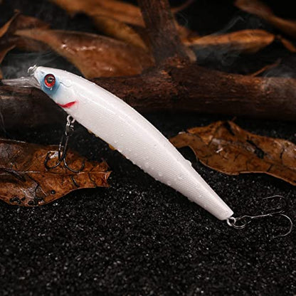 XFISHMAN Jerkbait Kit - Minnow Lure - Suspending - Bass, Smallmouth Bass, Walleye, Largemouth Bass - 1 Piece - color: Ghost-Pearl, size: 85mm（3-1/3"in）