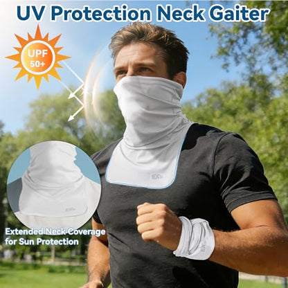 UPF 50+ Breathable Neck Gaiter, Adjustable Quick Dry Neck Gaiters for Men & Women Sun Protection Face Mask for Fishing - color: Black+white