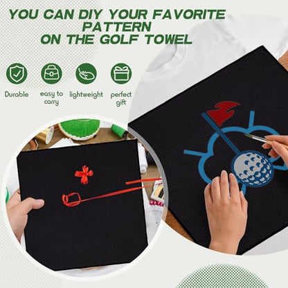 Batiyeer 12 Pcs Golf Towel Bulk for Golf Bags Microfiber Fabric Towel with Clip Waffle Pattern, Fitness, Camping, Hiking, Yoga - color: Black