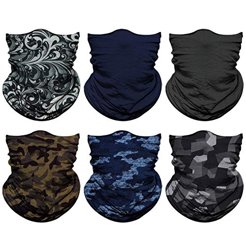 Venswell Neck Gaiter Face Mask Men Women,Seamless Bandana Rave Face Cover Scarf Mask,Balaclava,Headband, Head Wrap,Headwear - color: A-black Series 3