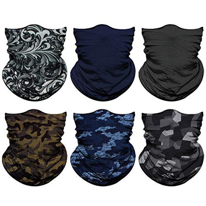 Venswell Neck Gaiter Face Mask Men Women,Seamless Bandana Rave Face Cover Scarf Mask,Balaclava,Headband, Head Wrap,Headwear - color: A-black Series 3