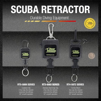 Gear Keeper Scuba Retractable Lanyard for Dive Console & Depth Gauge - Keeps Scuba Gear Secure & Accessible - Made in USA - size: Waist Mount (Locking), style: Stainless Steel Snap Clip