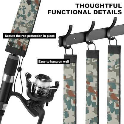 Neoprene Camo Fishing Rod Sleeves,Fishing Pole Sleeves,Fishing Rod Socks | UV Resistance,Puncture Resistant, Protect Casting, Spinning, Trolling Fishing Rods, Storage, tangled-free,75in,68in,60in - color: Digital Camo, size: 75"