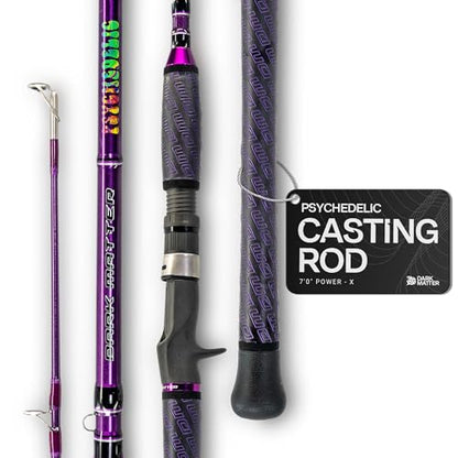 Dark Matter Psychedelic Casting Fishing Rods Medium Heavy Power X - High-Modulus M3 Carbon Nano Baitcaster Rod Saltwater and Freshwater Fishing Rods, 7ft Medium Heavy Baitcasting Rod - color: Purple, size: 7'0" Power - X
