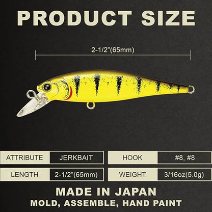LUCKY CRAFT Pointer 78SP Fishing Lures, 3” Jerkbait Freshwater Bass & Trout Lures, Suspending 4ft–5ft Depth, Jerkbait with Walk-the-Dog Action, Precision Bass Fishing Gear and Accessories - color: 806 Tiger Perch, size: PT65