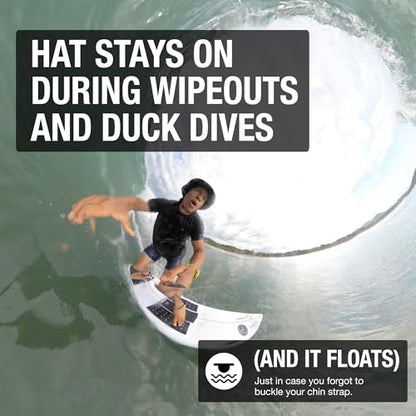 Surf Bucket Hat with Chin Straps - Stays On for Wipeouts and Duck Dives - Sun Protection Without Messy Sunscreen - size: Large