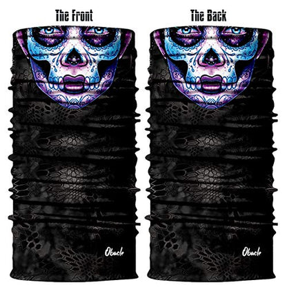 Obacle Skull Face Mask for Women Dust Wind Sun Protection Rave Festival Riding - color: Women Purple Blue Face