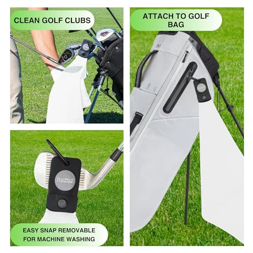 Magnetic Golf Towels for Golf Bags with Clip & Ultra Strong Magnet - Waffle Weave Microfiber Towel for Secure Hold on Bags & Carts - Ideal Club Cleaner & Accessories - White - color: White