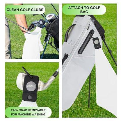 Magnetic Golf Towels for Golf Bags with Clip & Ultra Strong Magnet - Waffle Weave Microfiber Towel for Secure Hold on Bags & Carts - Ideal Club Cleaner & Accessories - White - color: White