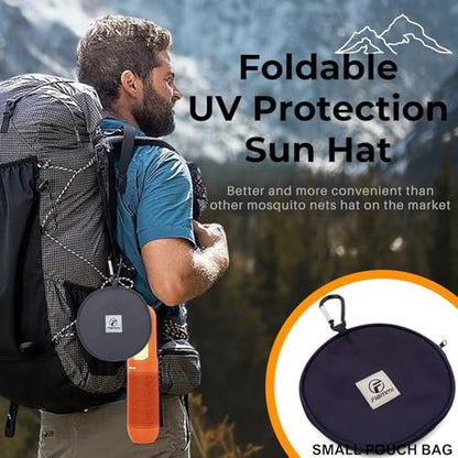 Flammi Mosquito Net Hat Safari Hat UPF 50+ Sun Protection Boonie Hats for Men with Neck Flap Fishing Hiking Hat for Men/Women - color: Navy Blue