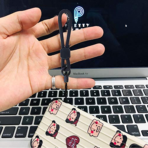 YOUOWO 5Pack Short Rope Small Black Lanyard,Ring Lanyards Finger Strap | Cute Circular Lanyard,for Phone Cases,Keys,USB Flash Drive - color: 5 Black Lanyard Finger