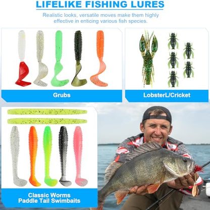 TCMBY 236Pcs Fishing Lures Tackle Box with Tackle Included, Crankbaits, Spoon, Hooks, Weights & Accessories, Casting Fishing Gear for Bass, Trout